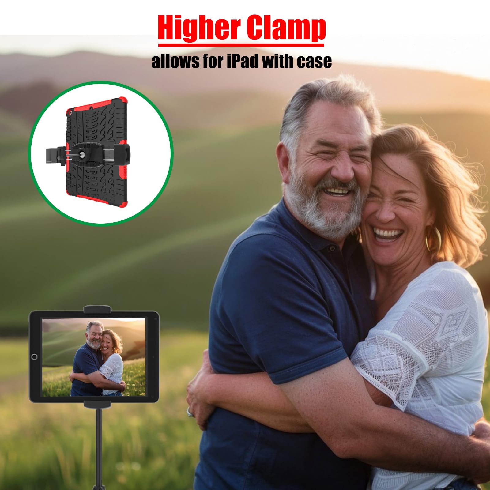 Kereal Tablet Holder For Mic Stand With 360 Ball Head And 3/8 To 1/4 Adapter, Microphone Stand Music Stand Tablet Phone Holder F